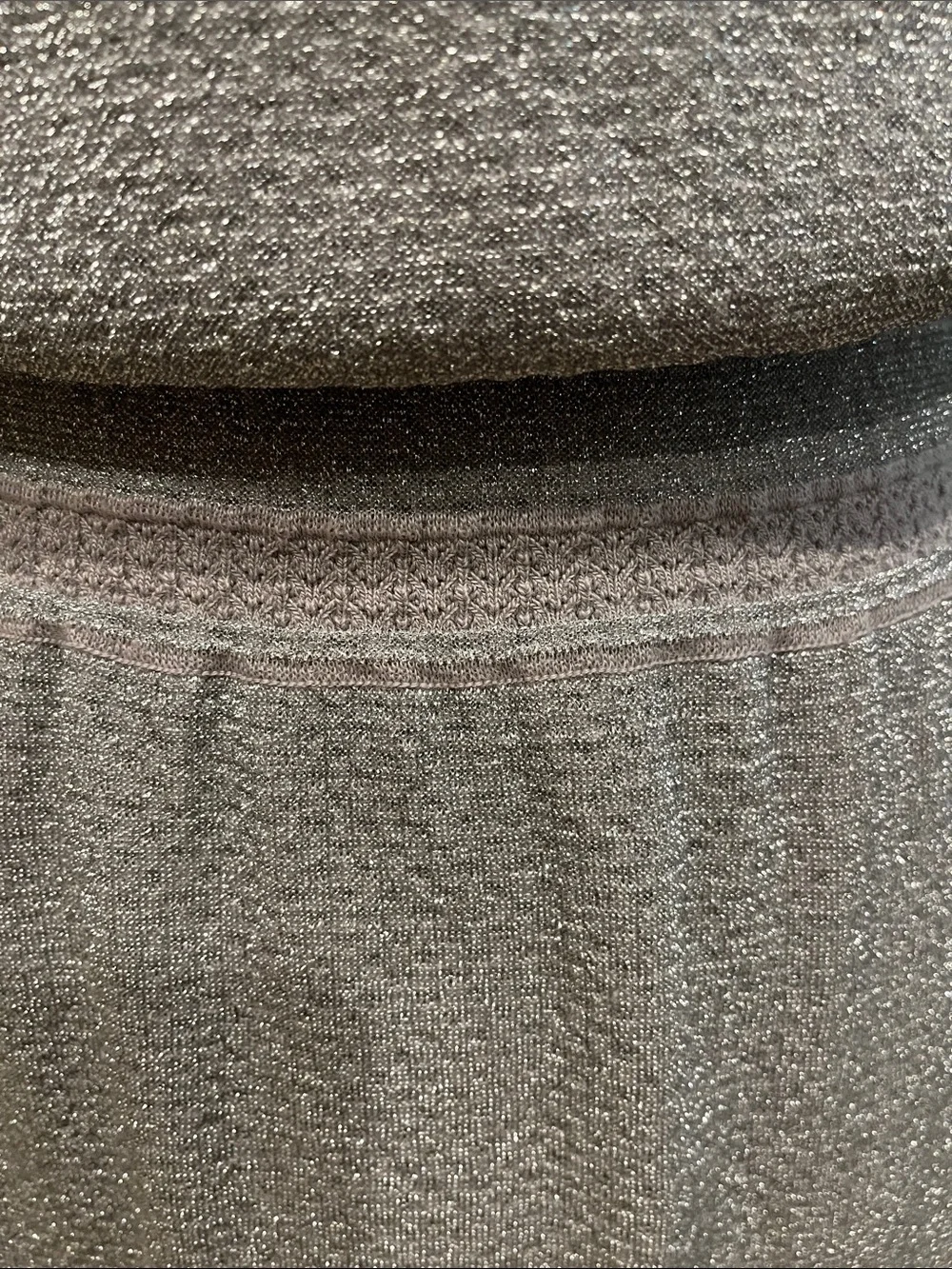 Tory Burch Isabelle Metallic Silver Knit Dress with Ruffle Neck